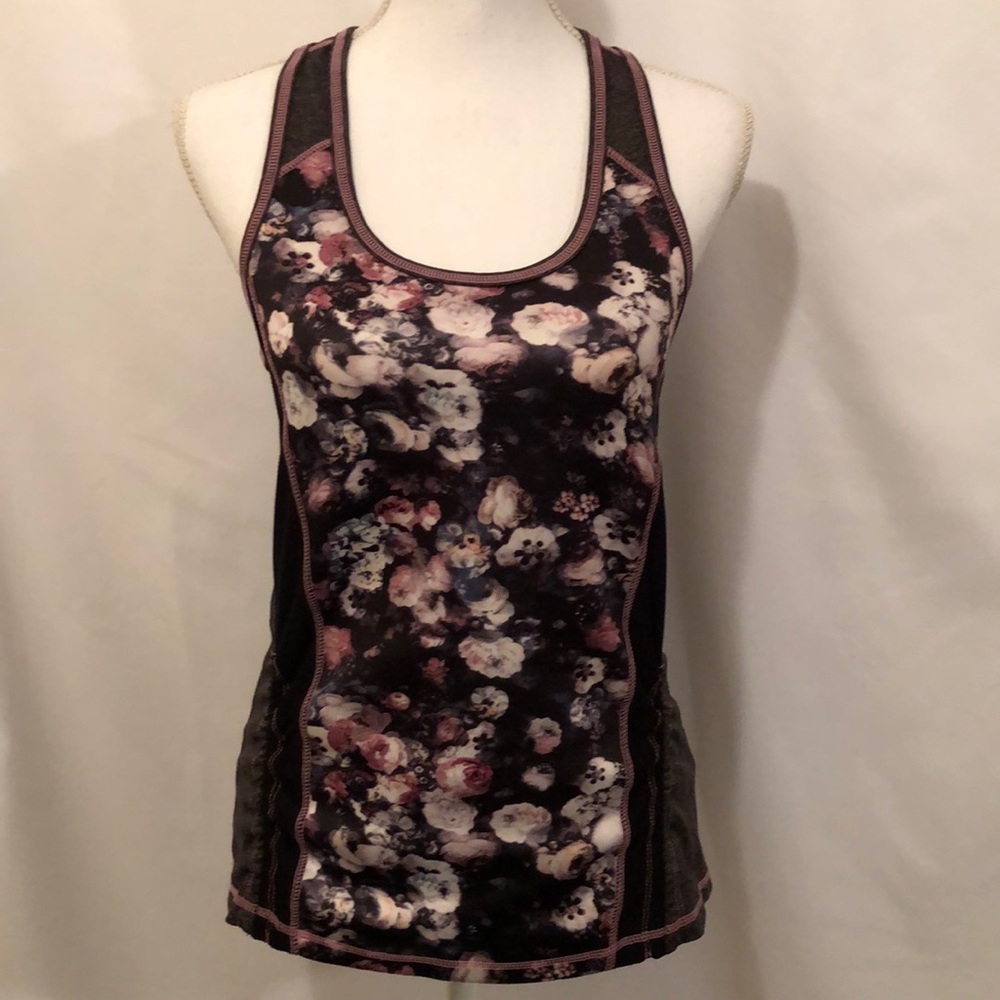 Floral printed racerback workout tank athletic top